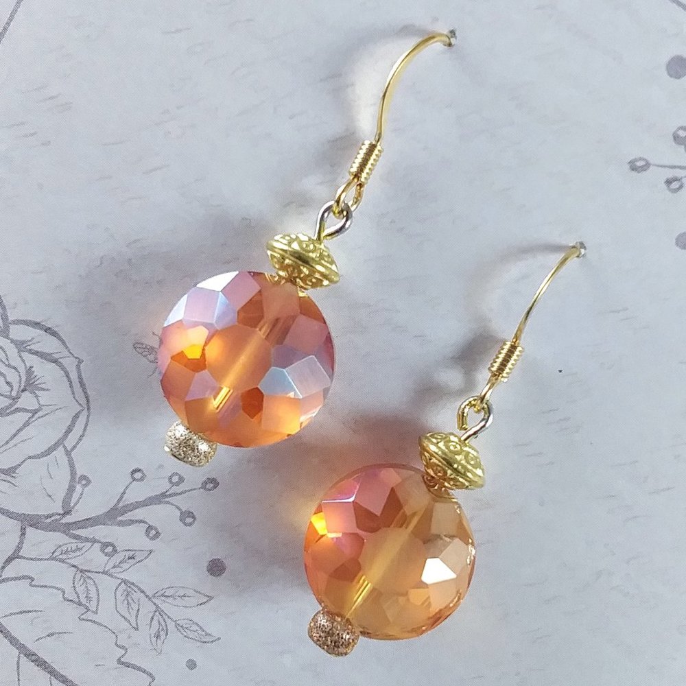 Orange Star Gold Earrings